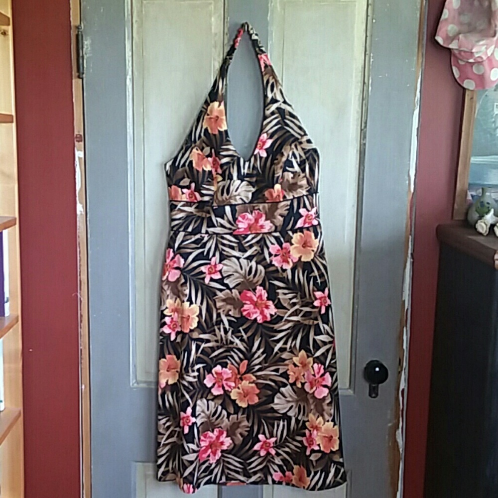 AB Studio Tropical Halter Dress